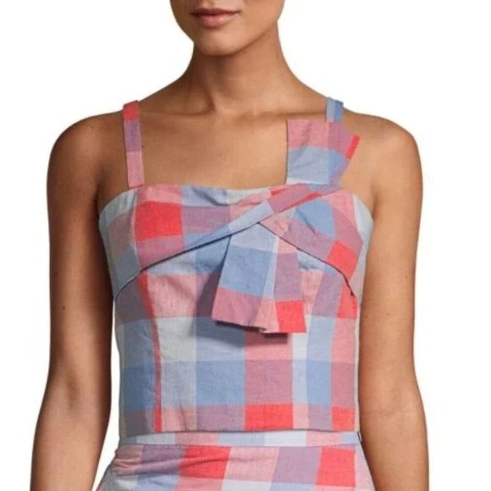 Parker Plaid Crop Linen/Cotton  Top NWT